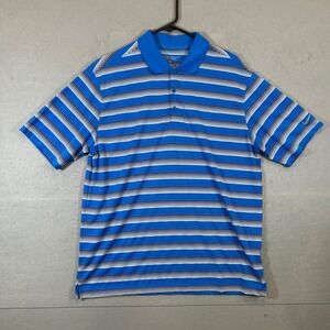 Nike Golf Shirt Mens Large Blue Tour Performance Dri-FIT Striped Polo